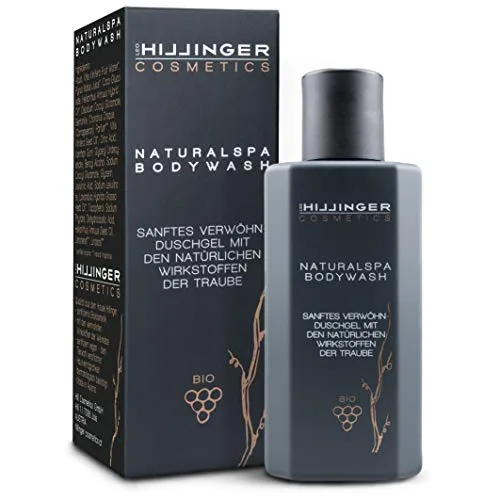 HILLINGER COSMETICS - BIO Naturalspa Bodywash – sanftes, veganes Duschgel mit der natürlichen Kraft der BIO-Traube - hochwertige Naturkosmetik Körperpflege für Männer & Frauen - 200 ml