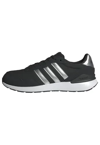 adidas Damen Run 60s 4.0 Shoes - Core Black/Silver Metallic/Cloud White - Damen-Sneaker mit regulärer Passform, Obermaterial aus Textil und Leder, ideal für den Alltag und sportliche Aktivitäten.