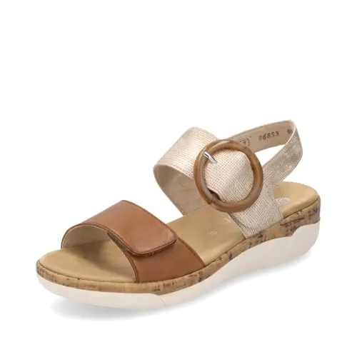 Remonte Damen R6853 Sandale, noccia/lehm-metallic, 38 EU