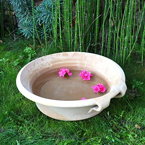 Palatina Werkstatt Terracotta Pflanzschale Crocus 60cm - In 100% Handarbeit gefertigtes Unikat - Der ideale winterfeste Pflanzbehälter für den Garten & Außenbereich