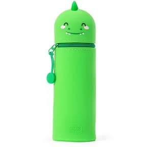 Legami Kawaii 2-in-1 Dino Federmäppchen - Praktisches Schlamperetui aus weichem Silikon, bietet Platz für Lieblingsstifte und steht dank einziehbarem Boden stabil. Ideal für Schule und Freizeit.