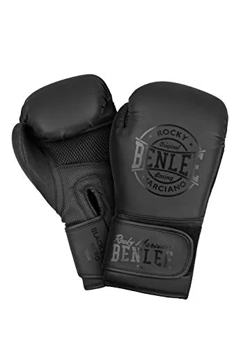 BENLEE Boxhandschuhe Black Label Nero Black 10 oz - Boxhandschuhe aus hochwertigem Kunstleder mit praktischem Klettverschluss und optimaler Polsterung für beste Abdämpfung. Ideal für Training und Wettkampf.