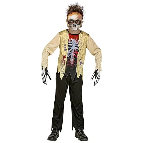 Widmann S.r.l. Hexen-Kostüm 'Zombie Skelett' für Kinder - Kostüm für Halloween, aus 100% Polyester, ideal für kleine Gruselfans ab 3 Jahren, sorgt für unvergessliche Halloween-Momente.
