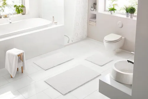 Grund Badematte Weiß, 60x90 cm - Badteppich aus hochwertigem Textil, rechteckig und Oeko-Tex® Standard 100 zertifiziert – für ein sicheres und stilvolles Badezimmer. Made in Europe.