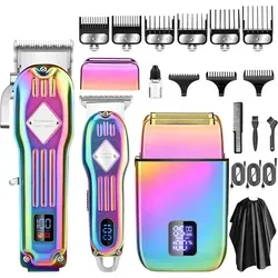 Profi Haarschneider Set - Bunt - Multifunktionales Haarschneider Kit mit wasserdichten, scharfen Klingen und USB-Schnellladung. Ideal für präzises Trimmen von Haaren und Bärten, perfekt als Geschenk.