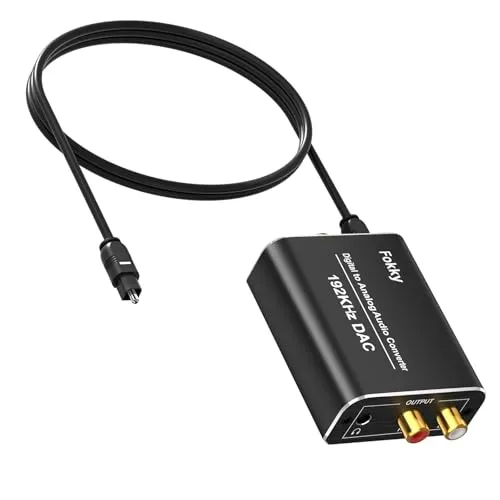 Fokky 192kHz DAC Konverter - Digital-Analog-Wandler für verlustfreie Klangqualität, unterstützt 192 kHz/24 Bit und ist ideal für HDTV, Blu-ray und Spielekonsolen. Kompaktes Design für Plug-and-Play Nutzung.