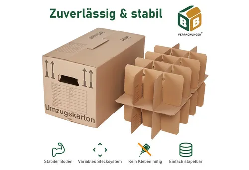 BB-Verpackungen Umzugskarton Gläserkarton für 30 Gläser von BB-Verpackungen