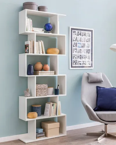 FINEBUY Bücherregal FB51366, modernes Standregal in Weiß - Bücherregal, 6 Fächer für viel Stauraum, ideal für Wohnzimmer, Büro oder Badezimmer, fügt sich harmonisch in jede Einrichtung ein.