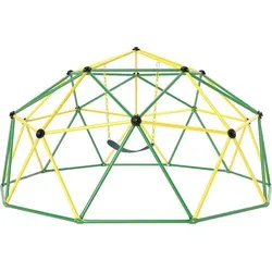 Kletterkuppel mit Schaukel, 305 cm großes Klettergerüst für Kinder, hält bis zu 363 kg, kuppelförmiges Spielplatz-Set für drinnen & draußen,... - Gelb/Grün