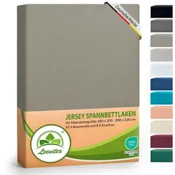 leevitex® Spannbettlaken Luxus Elasthan Jersey Spannbettlaken, Gummizug: Rundum-Gummizug grau 180-200 cm x 200-220 cm