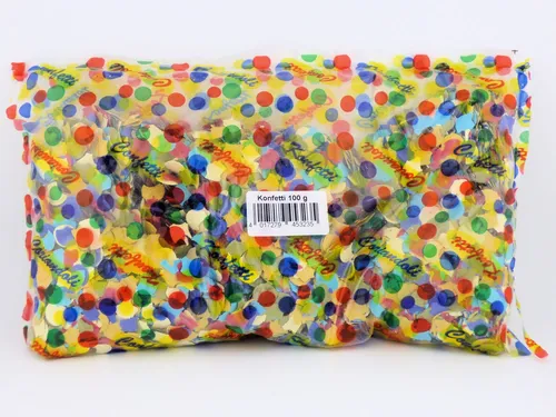 Papier Konfetti bunt gemischt 100 Gramm in transparenten Beutel Partyspaß