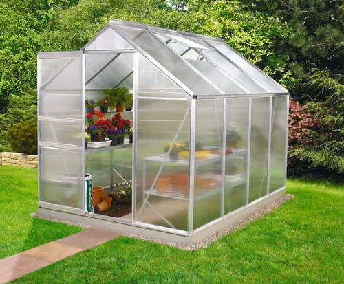 Vitavia Gewächshaus Venus 5000 – 192 x 254 x 197 cm, robust und langlebig - Geräumiges Gewächshaus mit 6 mm Wandstärke, inklusive Fundamentrahmen. Ideal für Hobbygärtner, um Pflanzen optimal zu schützen und zu kultivieren.