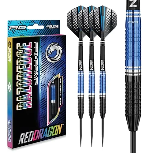 RED DRAGON Razor Edge ZX die Reihe Dartpfeile Tungsten Profi Steel Darts mit Flights und Schäfte (ZX-3, 26G)