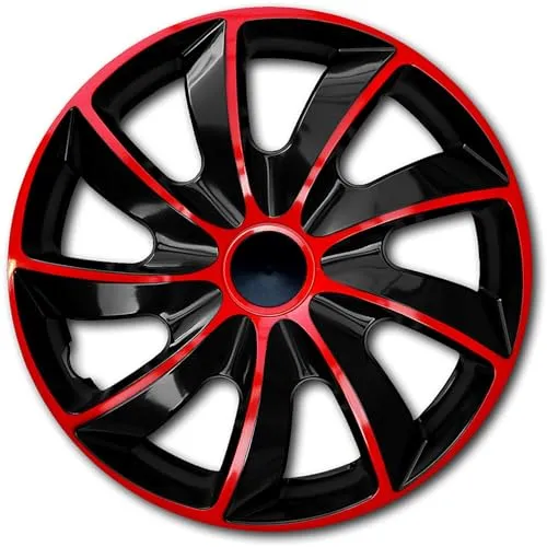 NRM Quad Bicolor Radzierblende 1 x Universal Radkappe 1x Stück aus hochwertigem Kunststoff (Rot/Schwarz, 17