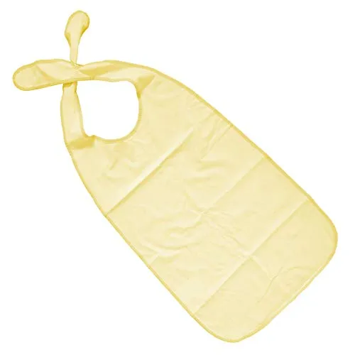 PFLEGE POINT® Kleidungsschutz/Ess-Schürze Frottier für Erwachsene mit Steckverschluss, wasserdicht (gelb)