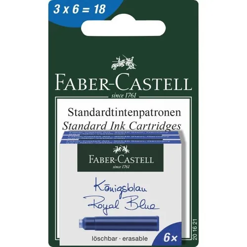 3x 6 Tintenpatronen Füller Füllerpatronen Faber Castell königsblau löschb 201621