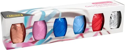 Idena Geschenk-Tragetasche Idena Ringelband Eiknäuel mehrfarbig 5mm×20m 6er Set