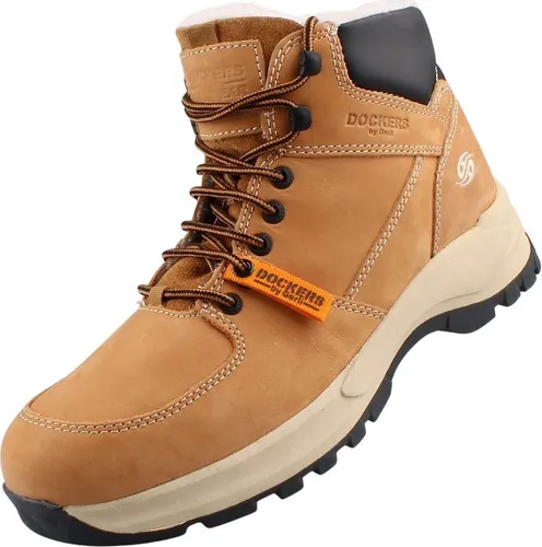 Dockers by Gerli Herren Stiefel gefüttert Golden Tan EU 45 - Wanderschuhe mit robustem Nubukleder und warmem Futter für optimalen Komfort in der kalten Jahreszeit.