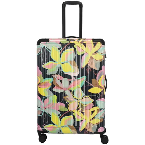 Travelite Cruise 4-Rollen Trolley 77 cm - Gelbe Orchidee, ABS-Hartschale mit TSA Schloss und vier Doppelrollen für entspanntes Reisen