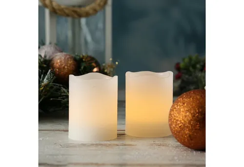 MARELIDA LED-Kerze LED Kerzenset Mini Echtwachs flackernd mit Batterien H: 6cm D: 5cm 2St (2-tlg)