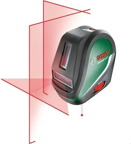 Bosch Home and Garden UniversalLevel 3 Maxi-Set Kreuzlinienlaser - Kreuzlinienlaser für präzise Renovierungs- und Dekorationsarbeiten, mit Selbstnivellierfunktion und Neigungsoption für vielseitige Anwendungen.