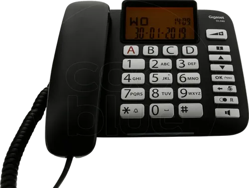 Gigaset DL580 Schwarz - Seniorenfreundliches Festnetztelefon - Festnetztelefon mit besonders lauter Lautstärke, ideal für Senioren. Rauschfreies Telefonieren mit Hörgeräten und große, beleuchtete Tasten für einfache Bedienung.