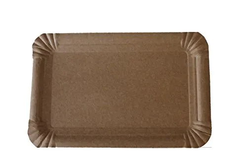 PGV 250 Pappteller 13 x 20 cm eckig natur braun Imbiss Einweg Grill Kuchen