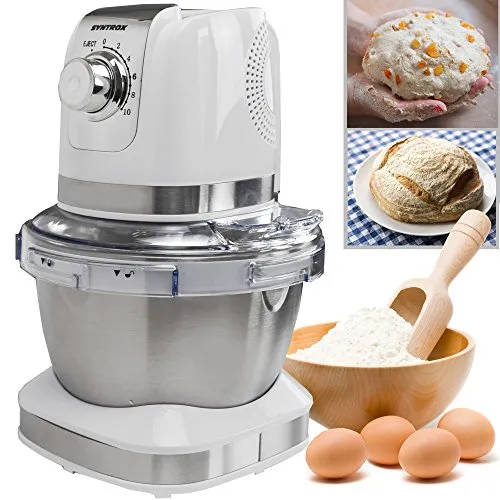 Syntrox Germany 4,0 l Küchenmaschine Vindas – Teigknetmaschine & Rührmaschine - Küchenmaschinen für Hobbyköche – Leistungsstarke 600 Watt, 10 Geschwindigkeitsstufen und 4-Liter-Edelstahl-Rührschüssel für perfekte Ergebnisse in der Küche.