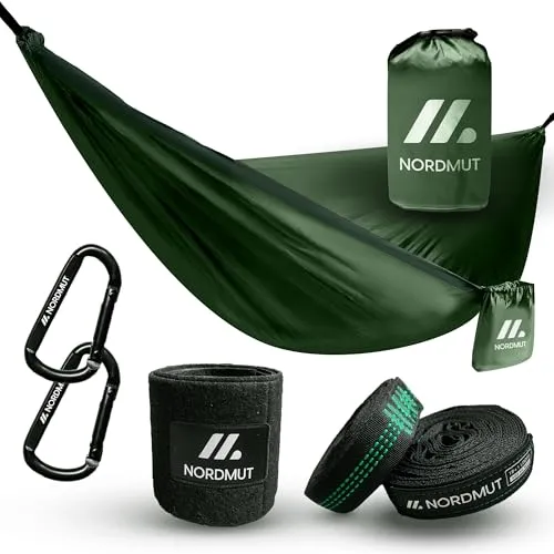 Nordmut Hängematte NORDMUT® Ultraleichte Hängematte Outdoor - Hängematten & Hängestühle, extrem robust und kompakt, ideal für Outdoor-Abenteuer mit Platz für 2 Personen.