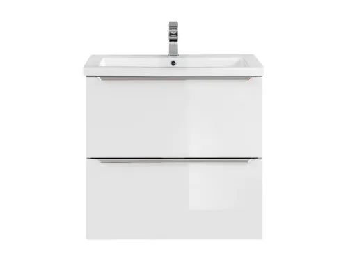 Badmöbel Set 60cm mit Waschbecken und Unterschrank - Modernes Badmöbel Set mit Waschbecken und Unterschrank, bietet praktische Schubladen für optimalen Stauraum. Ideal für stilvolle Badezimmergestaltung. Maße: 60x46x57 cm, Farbe: Eiche/Weiß.