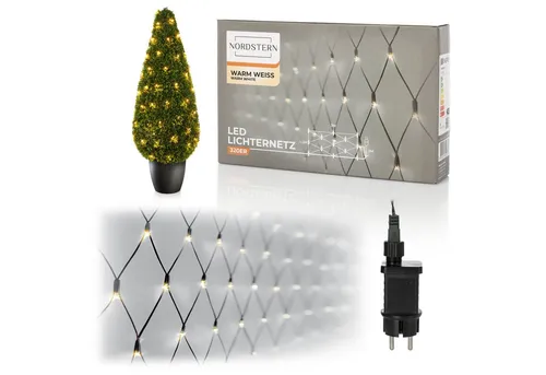 Nordstern LED-Lichterkette WarmWeiß von 24 bis 1.200 LED Weihnachtsdeko für Innen und Außen, Lichternetz mit Stecker 320 LED - 3x1,5 m für Weihnachtsbaum/Sträucher