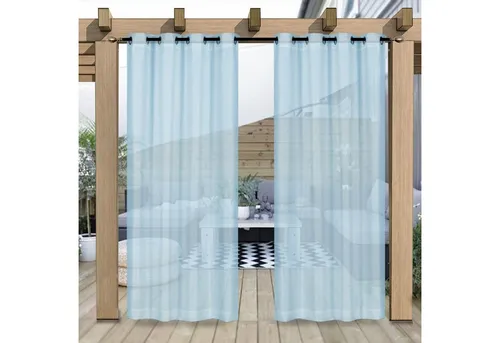 Jibenhome Outdoorgardine TerrassenGardine Ösen Outdoorvorhang Halftransparent Wasserabweisend, für Veranda,Rasen,Hof
