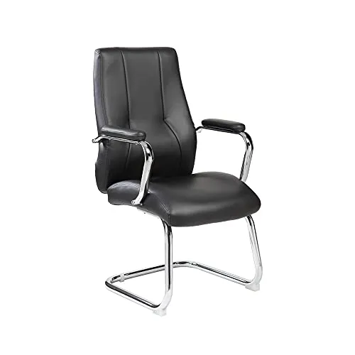 ROCADA 985V22 Bürostuhl schwarz aus Kunstleder - Eleganter Freischwinger-Bürostuhl mit ergonomischer Lehne, ideal für Konferenzräume und Empfangsbereiche. Pflegeleichtes Kunstleder und stabile, verchromte Metallgestelle bieten Komfort und Langlebigkeit.