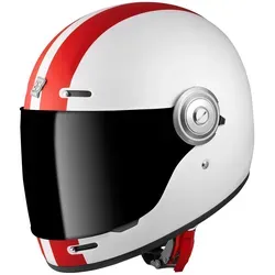 Bogotto V135 D-R2 Helm in weiss-rot, Größe XL - Motorradhelm mit robuster Fiberglas-Schale, kratzfestem Visier und effektivem Ventilationssystem für optimalen Fahrkomfort.