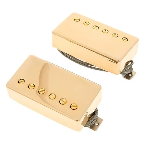 Gibson Custombucker Gold Set - Humbucker Tonabnehmer für E-Gitarre, speziell für Gibson Custom und Historic Modelle; bietet klassischen PAF Sound mit vintage Output und goldener Kappenfarbe.