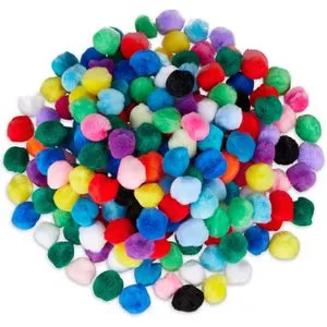 Relaxdays Pompons 10024347, farbig sortiert, Ø 2 cm, aus Kunstfaser, 200 Stück