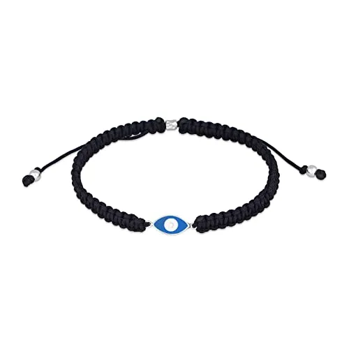 Kuzzoi Herren Armband mit Evil Eye Symbol, 925 Silber - Verstellbares Textilarmband aus Nylon mit schützendem Auge der Fatima in 925 Silber, ideal als Geschenk für Männer. Handgefertigt und perfekt kombinierbar mit anderen Schmuckstücken.
