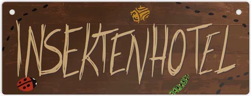 Insektenhotel Metallschild mit Holzoptik