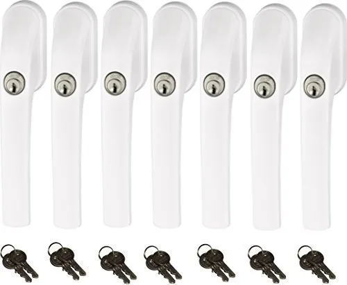 Abus FG300 abschließbarer Fenstergriff, weiß, im Set 7 Stück alle gleichschließend AL0125 mit insgesamt 14 Schlüssel