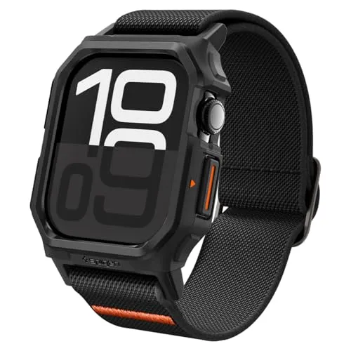 Spigen Lite Fit Pro Hülle mit Armband für Apple Watch 10 42mm - Matt Schwarz - Smartwatch Ersatzarmbänder mit leichtem Unibody-Rahmen und sportlichem Armband für 360°-Haltbarkeit. Komfortabel und langlebig, ideal für den aktiven Lebensstil.