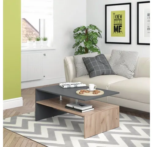 Vicco Couchtisch Amato - Anthrazit/Sandeiche, 90 x 60 cm - Wohnzimmertisch mit Ablage, bietet reichlich Stauraum und ein großes offenes Regal für optimale Nutzung im Wohnzimmer.