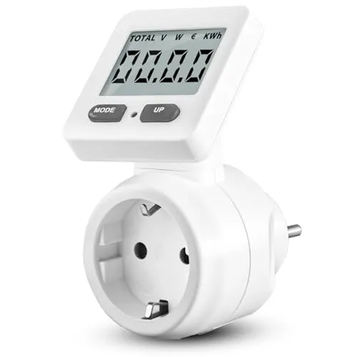 ELEKTROBOCK EMF-2 Stromzähler für Steckdose mit drehbarem Display | Strommessgerät bis 3680 Watt | Energiekostenmessgerät mit Kindersicherung | Stromverbrauchsmesser