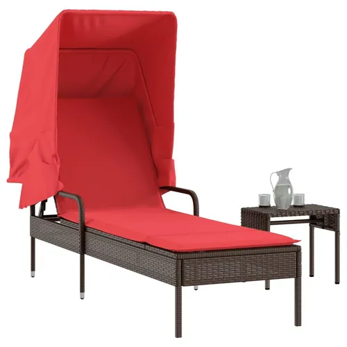 Maison Exclusive Sonnenliege mit Sonnendach und Tisch
