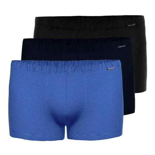 Ammann 3er Pack Herren Unterwäsche Unterhose Boxer Retro Short, Farbe:Mehrfarbig, Größe:8, Artikel:-16/90/463 Nightblue/schwarz/Saphir