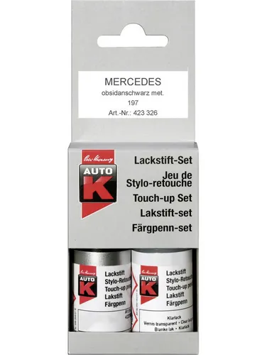 Auto-K Lackstift für Mercedes Obsidianschwarz met. 197 - 2x 9ml - Autolack für professionelle Nachbesserungen, perfekte Farbgenauigkeit und einfache Anwendung für ein makelloses Finish.