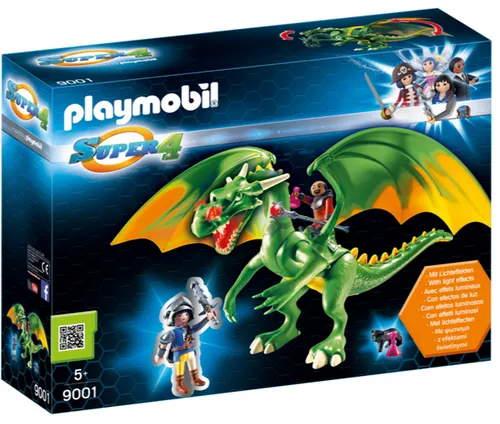 PLAYMOBIL 9001 Ritterland Drache mit Alex - LED-Licht - Playmobil Spielset: Ritterland Drache mit Alex und Zauberer Grimmagus. Der bewegliche Drache mit LED-Blinklicht sorgt für spannende Abenteuer ab 5 Jahren!