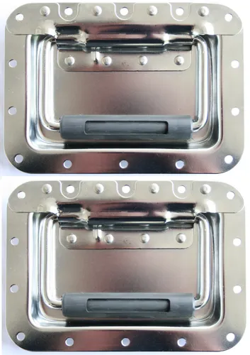 2x Klappgriff groß gefedert Einbauschale 14mm 178x127 mm Case Rack