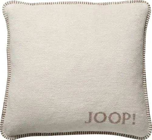 JOOP! Dekokissen MELANGE-DF 50 x 50cm - Elegantes Kissen mit pflegeleichter Baumwollmischung, kuschelweicher Oberfläche und stilvollem Häkelsaum – ideal für ein geschmackvolles Wohnambiente.