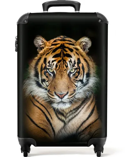 NoBoringSuitcases.com© Hartschalen-Trolley Tiger Schwarz 55x35x20cm