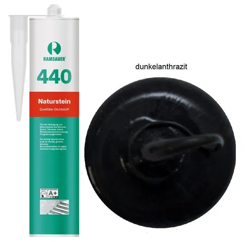 Ramsauer Dichtstoff Ramsauer 440 Naturstein Silikon Dichtstoff 310ml Kartusche, gebrauchsfertig, UV beständig, neutral vernetzend, schnellhärtend, pilzhemmend